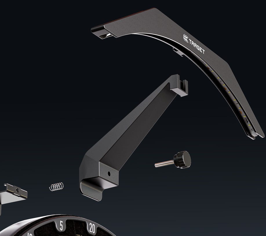 With an adjustable grip, the Arc Dartboard Light can attach to any dartboard.