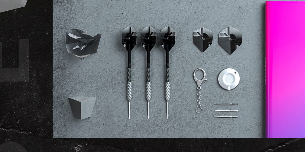 The Elysian 7 Steel Tip Darts includes a range of accessories