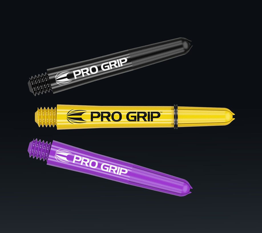 The Luke Littler Brass Steel Tip and Soft TIp Darts use Pro Grip Dart Shafts.