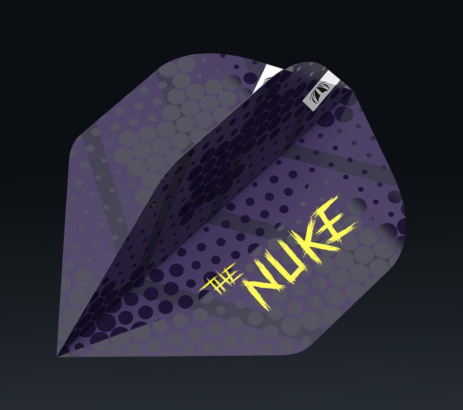 The Luke Littler Generation One Darts use 'The Nuke' Edition flights.