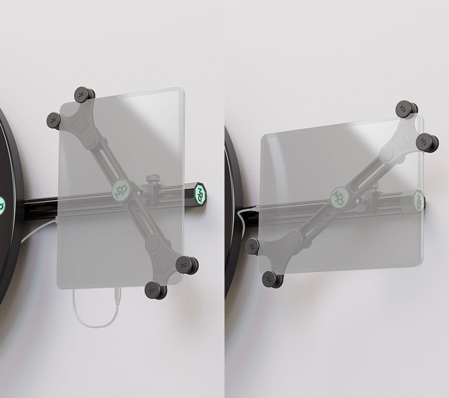Use the MOD Tablet Holder in portrait and landscape orientations.