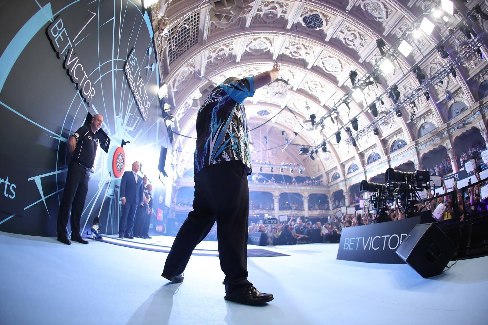 Phil Taylor celebrating at the World Matchplay