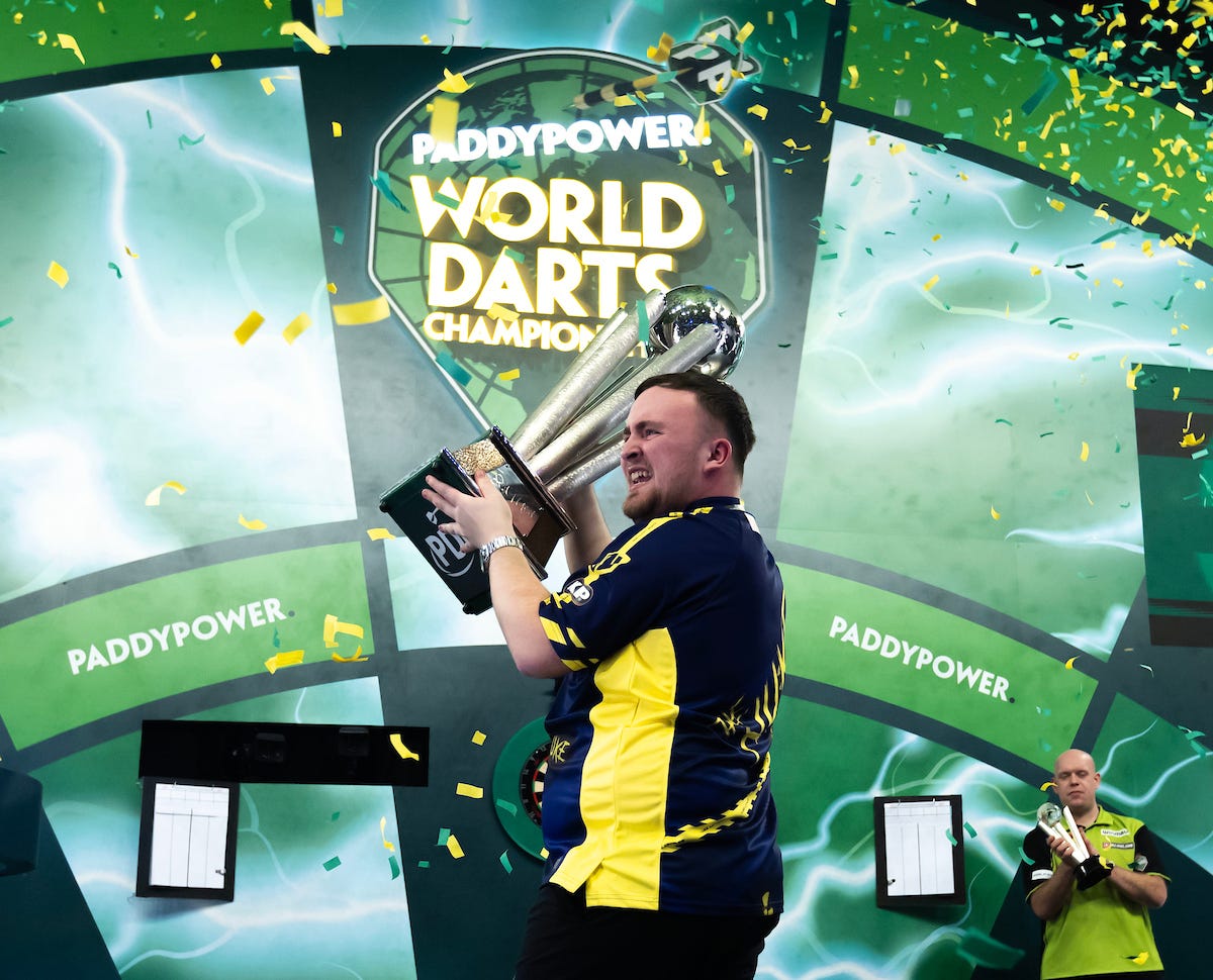 Luke Littler Celebrating