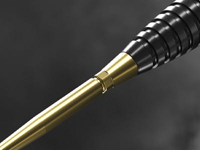 Close-up of a Target Darts Swiss Point in Gold