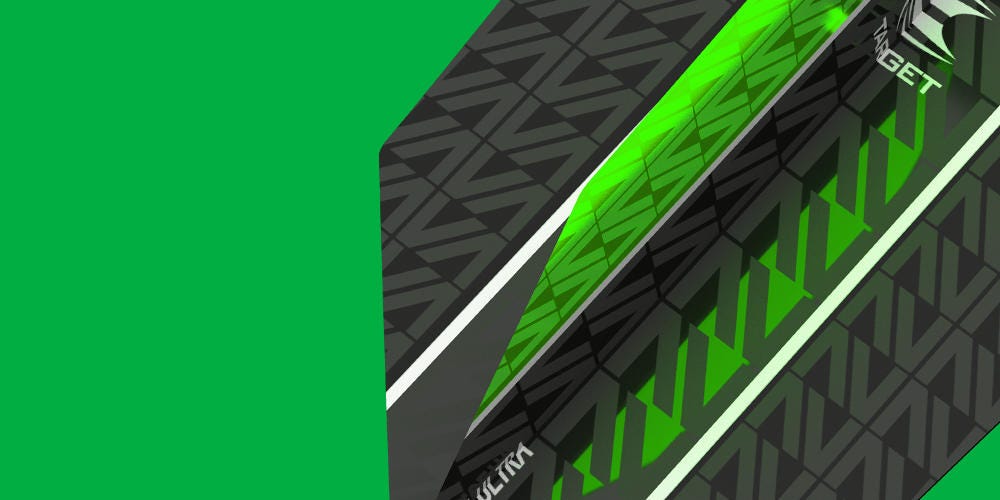 Close-up of the Vapor8 exclusive designed dart flight
