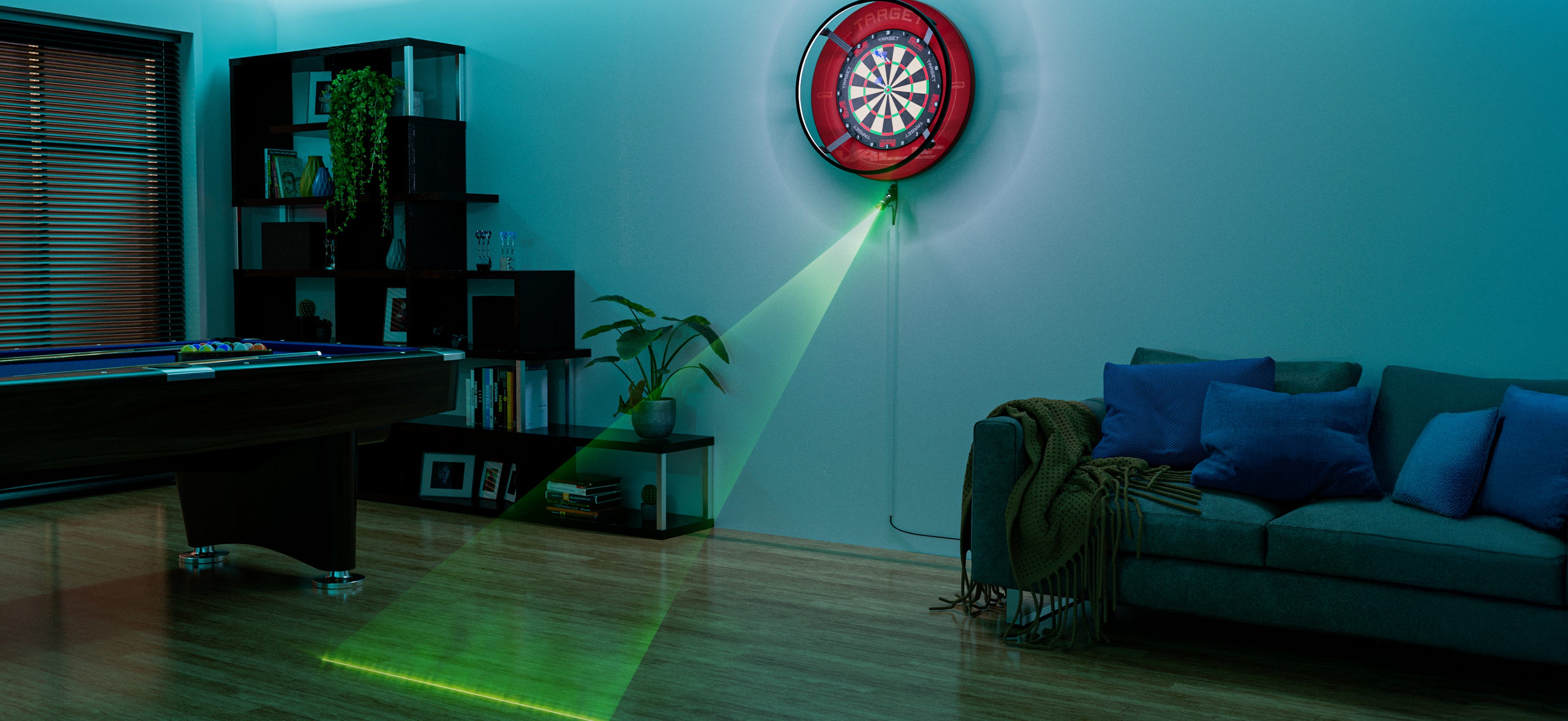 Target Laser Oche in living room setting