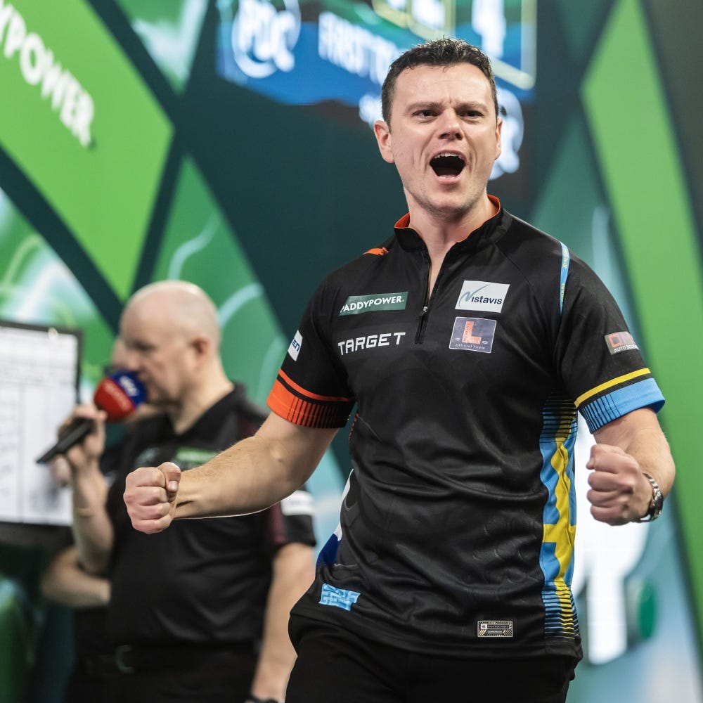 Jeffrey de Graaf Celebrating at the UK Open Darts