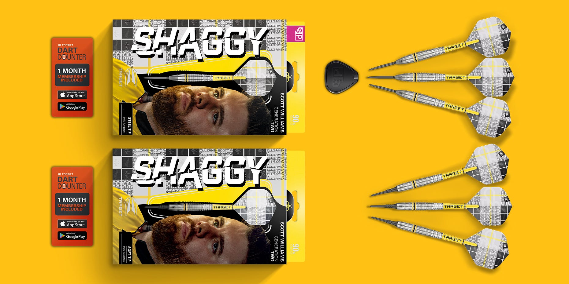 What's in the box of the Scott Williams G2 Darts Set in both Steel and Soft Tip