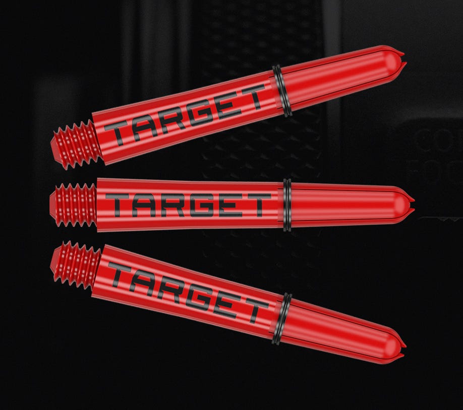 Scope three Target dart shafts in red